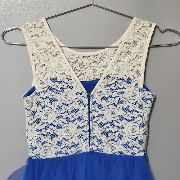 Rare Editions Blue Tulle and Off White Lace Dress Girls Size 14 - Picture 5 of 8